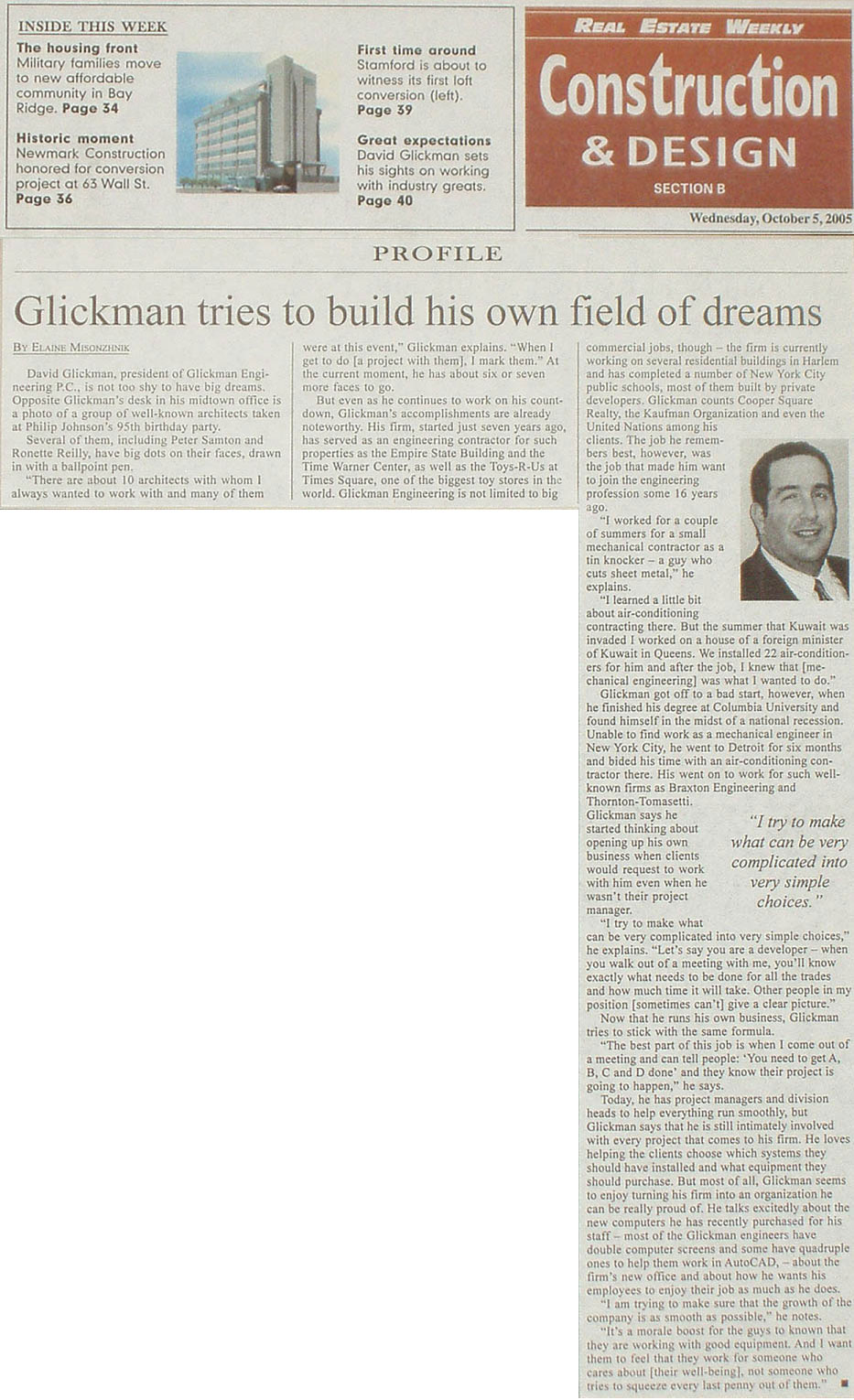 Glickman Tries to Build His Own Field of Dreams